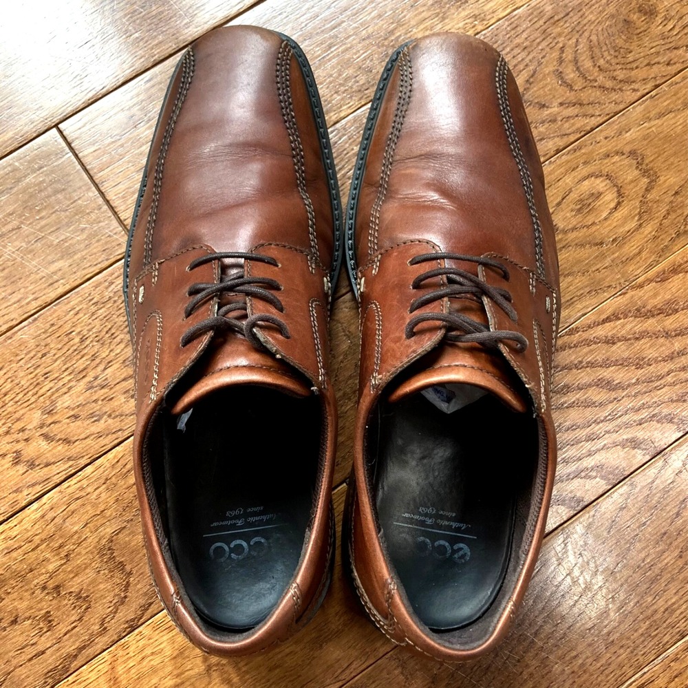 Ecco Helsinki Mens Oxford 10.5 Bicycle Toe Brown Leather Business Casual Shoe 44